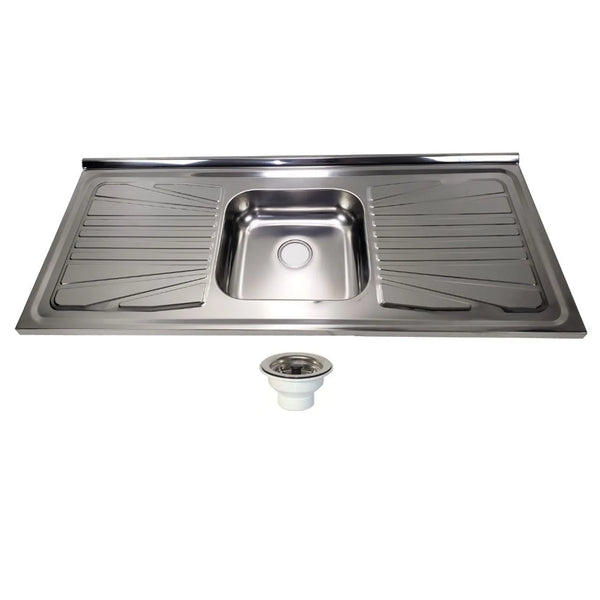 Pia para Cozinha Aço Inox S400 c/Válvula 120x52cm com Cuba Central