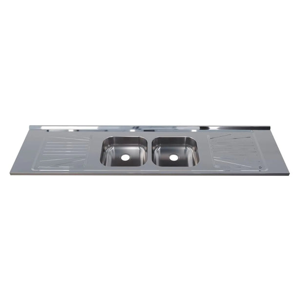Pia para Cozinha Aço Inox 200x52cm com Cuba Dupla