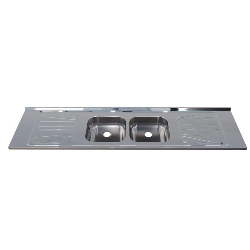 Pia para Cozinha Aço Inox 200x52cm com Cuba Dupla