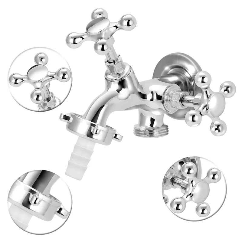 Torneira para Tanque/Jardim Parede Curta 2 Saídas Máquina Cromado