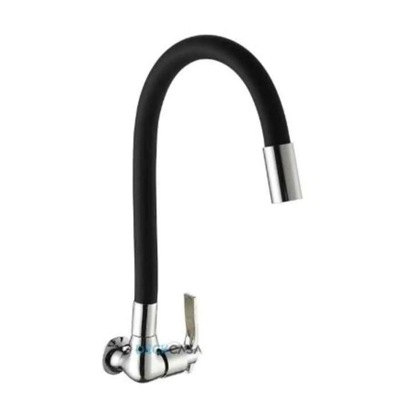 Torneira para Cozinha Parede 1/4V Bica Alta Preto Flexível