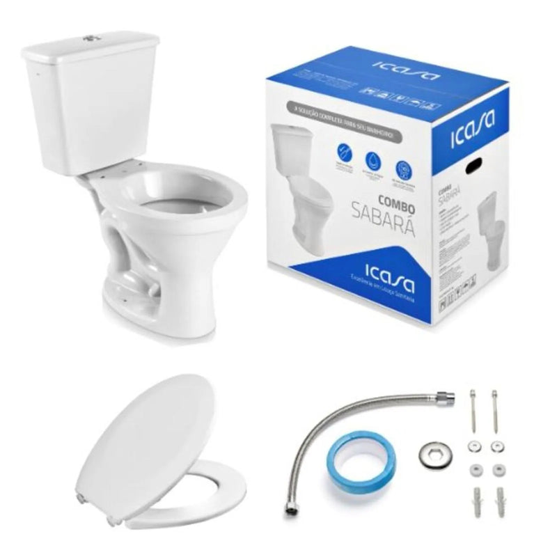 Kit Vaso Sanitário com Caixa Acoplada Sabará 3/6L Branco Icasa