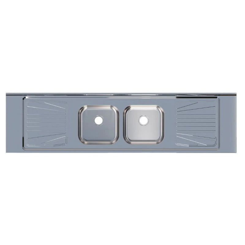 Pia para Cozinha Aço Inox 200x52cm com Cuba Dupla