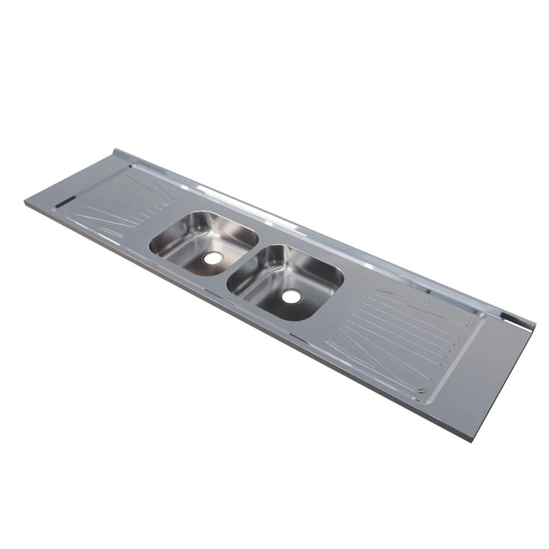 Pia para Cozinha Aço Inox 200x52cm com Cuba Dupla