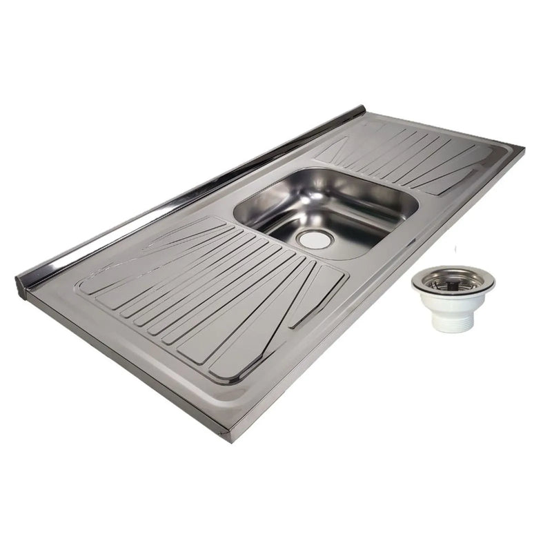Pia para Cozinha Aço Inox S400 c/Válvula 120x52cm com Cuba Central
