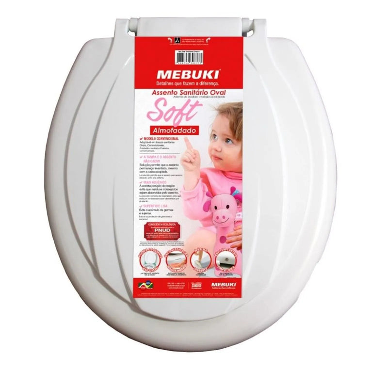 Assento Sanitário Convencional Almofadado Soft PP Oval Branco