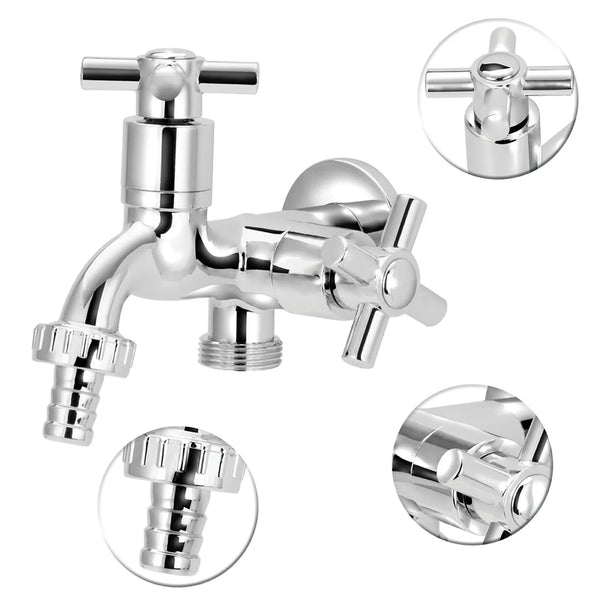 Torneira para Tanque/Jardim Parede Curta C21 ABS 2 Saídas Cromado