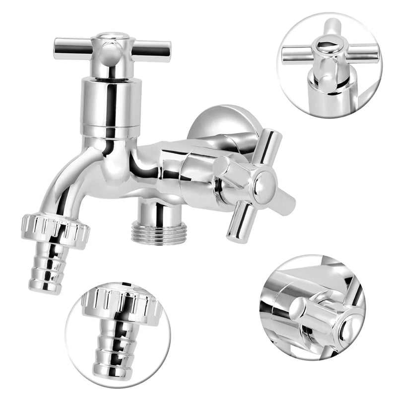 Torneira para Tanque/Jardim Parede Curta C21 ABS 2 Saídas Cromado