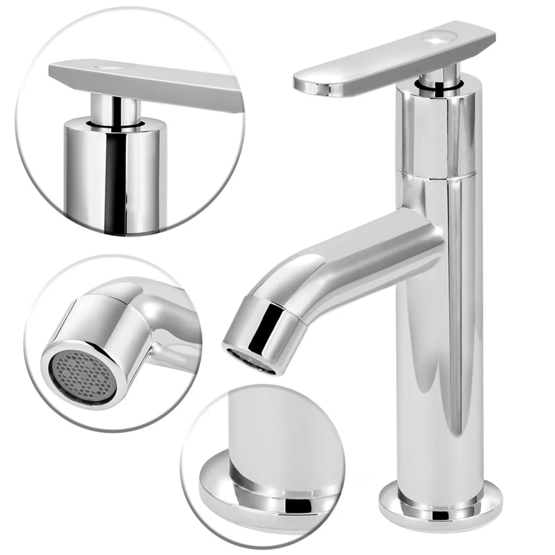 Torneira para Banheiro Mesa 1/4V Bica Média Cromado Prática 8199 ABS