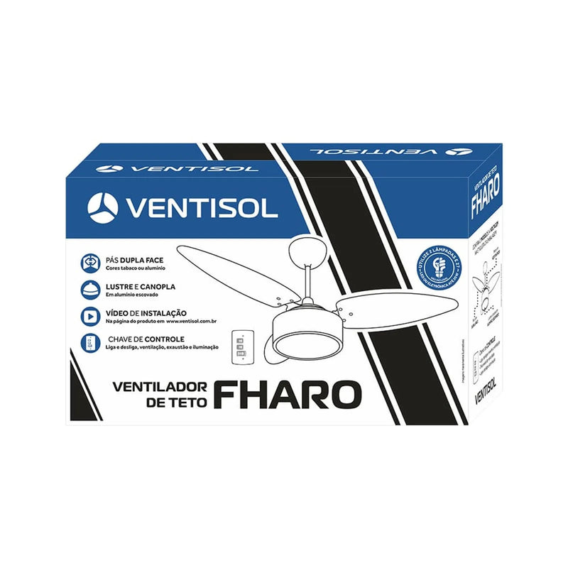 Ventilador de Teto Fharo Prata LED Controle Remoto Bivolt