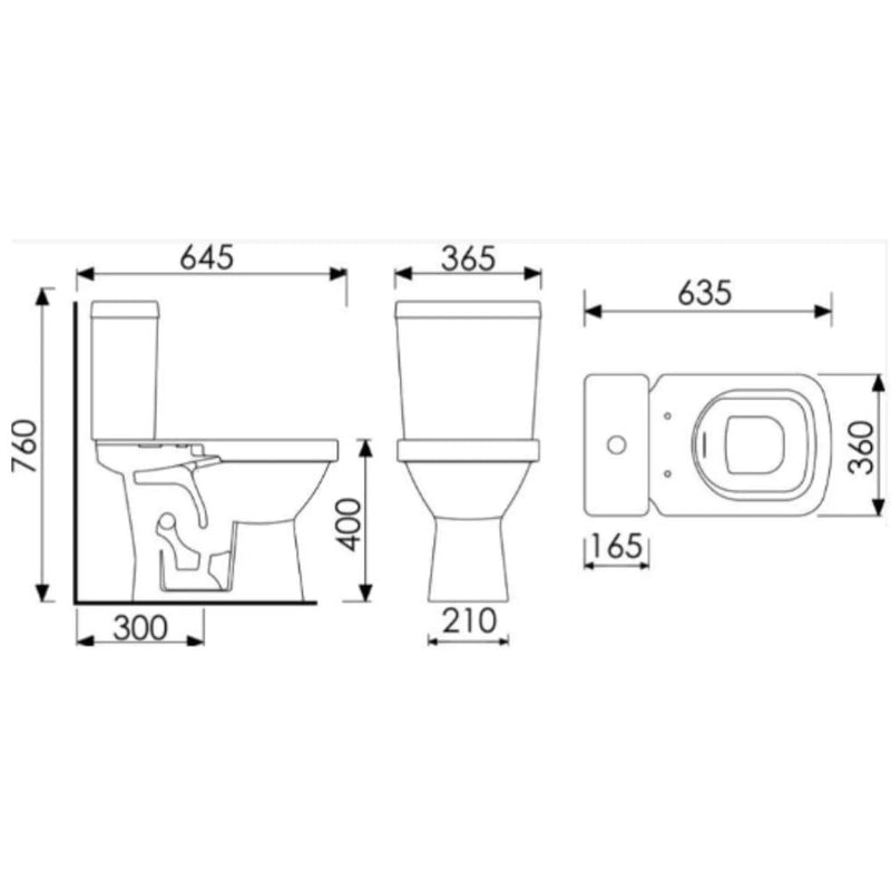 Kit Vaso Sanitário com Caixa Acoplada Vita Quadrada 3/6L Preto Fiori
